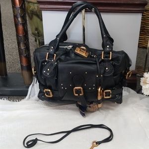 Chloe large black leather purse copper lock